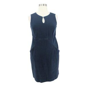 Lands' End Blue Textured Knit Keyhole Front Sleeveless Sheath Dress Size 16W